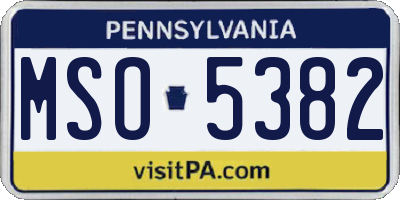 PA license plate MSO5382