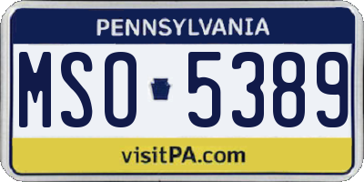PA license plate MSO5389