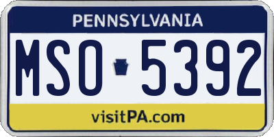 PA license plate MSO5392