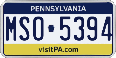 PA license plate MSO5394