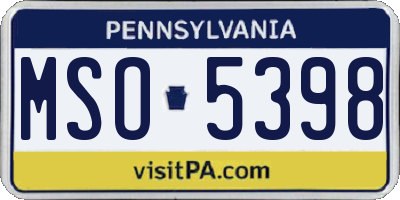 PA license plate MSO5398