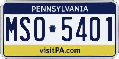 PA license plate MSO5401