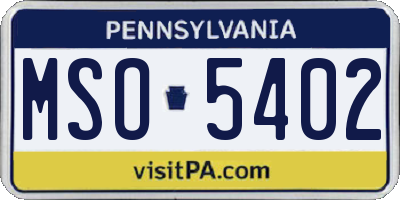 PA license plate MSO5402