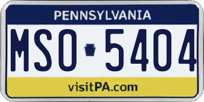 PA license plate MSO5404