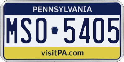 PA license plate MSO5405