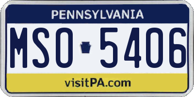 PA license plate MSO5406