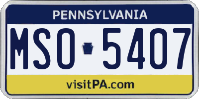 PA license plate MSO5407
