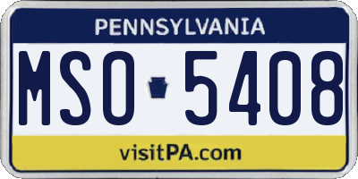 PA license plate MSO5408