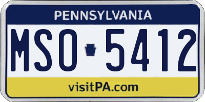 PA license plate MSO5412