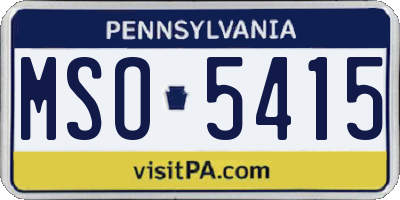PA license plate MSO5415