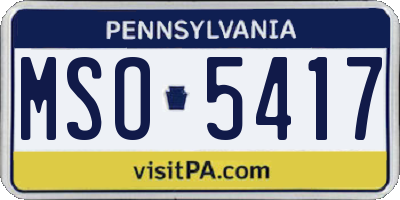 PA license plate MSO5417