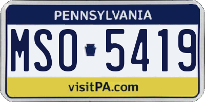 PA license plate MSO5419