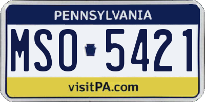 PA license plate MSO5421