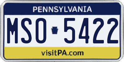 PA license plate MSO5422