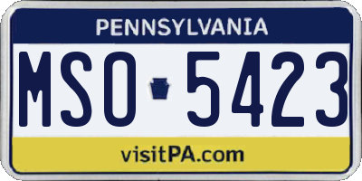 PA license plate MSO5423