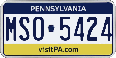PA license plate MSO5424