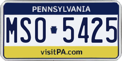 PA license plate MSO5425
