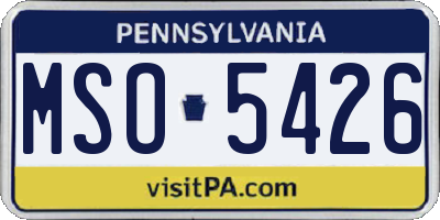 PA license plate MSO5426