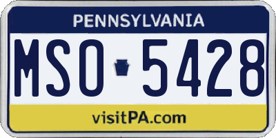 PA license plate MSO5428