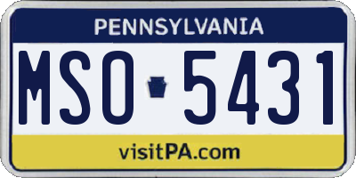 PA license plate MSO5431