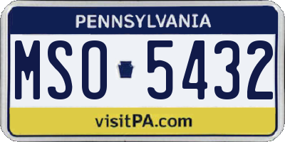 PA license plate MSO5432