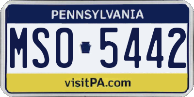 PA license plate MSO5442