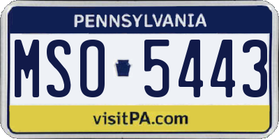 PA license plate MSO5443
