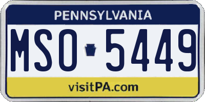 PA license plate MSO5449