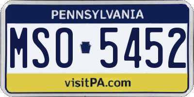 PA license plate MSO5452