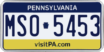 PA license plate MSO5453
