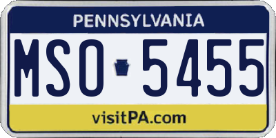 PA license plate MSO5455