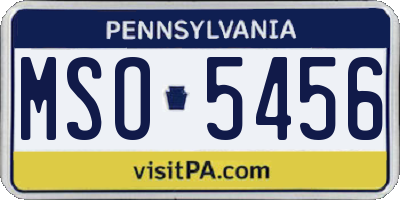 PA license plate MSO5456