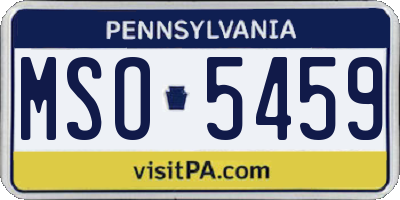 PA license plate MSO5459