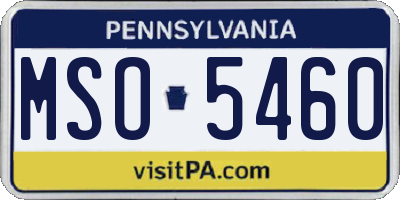 PA license plate MSO5460
