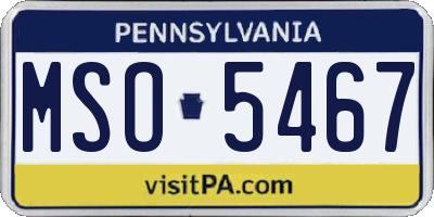 PA license plate MSO5467