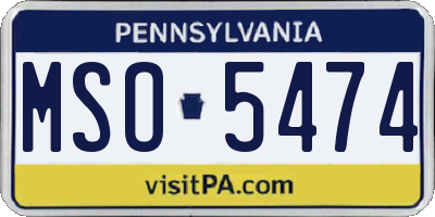 PA license plate MSO5474