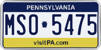 PA license plate MSO5475