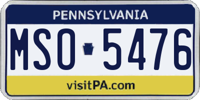 PA license plate MSO5476