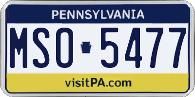 PA license plate MSO5477