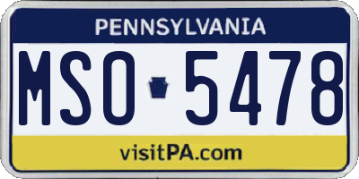 PA license plate MSO5478
