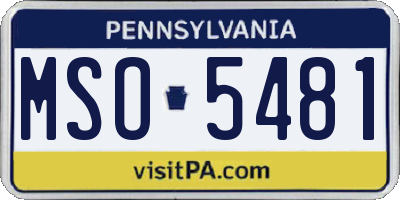 PA license plate MSO5481