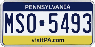 PA license plate MSO5493