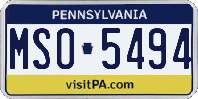 PA license plate MSO5494
