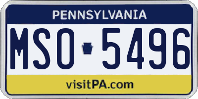 PA license plate MSO5496