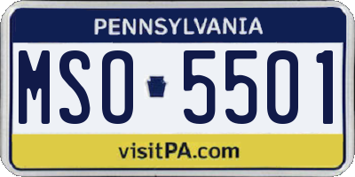 PA license plate MSO5501