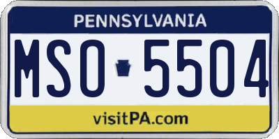 PA license plate MSO5504