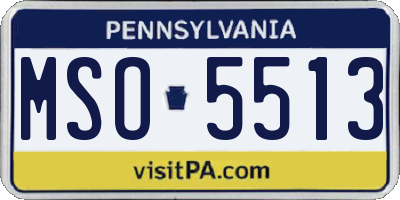 PA license plate MSO5513