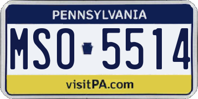 PA license plate MSO5514