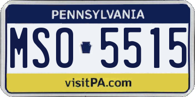 PA license plate MSO5515