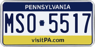 PA license plate MSO5517